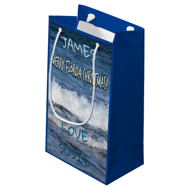Florida Shoreline Holiday Magic Small Gift Bag (Back Angled)