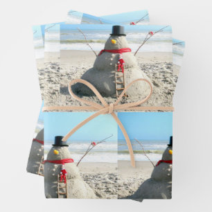 Florida Snowman and Elf -  Wrapping Paper Sheets