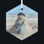 Florida Snowman - Beach Christmas Ornament<br><div class="desc">Sand Sculpture is much more difficult than it looks!  I give it up to those real artists - this wore us out - but it was tons of fun!</div>