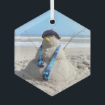 Florida Snowman - Beach Christmas Ornament<br><div class="desc">Sand Sculpture is much more difficult than it looks!  I give it up to those real artists - this wore us out - but it was tons of fun!</div>