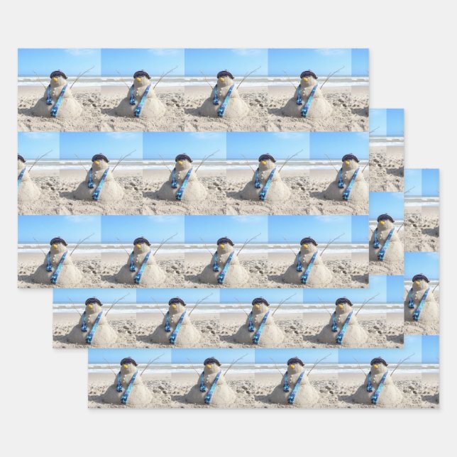 Florida Snowman -  Wrapping Paper Sheets (Set)