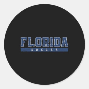 Florida Soccer Blue Vintage Text  Classic Round Sticker