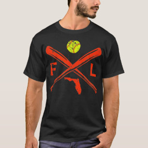 Florida Softball Bats & Ball Retro Style Softball T-Shirt