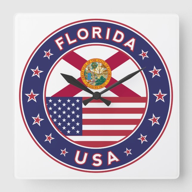 Florida Square Wall Clock (Front)