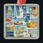 Florida Stamps Metal Tree Decoration<br><div class="desc">This design features a collage of scenes from Florida.</div>
