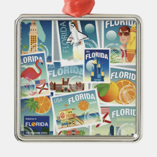 Florida Stamps Metal Tree Decoration