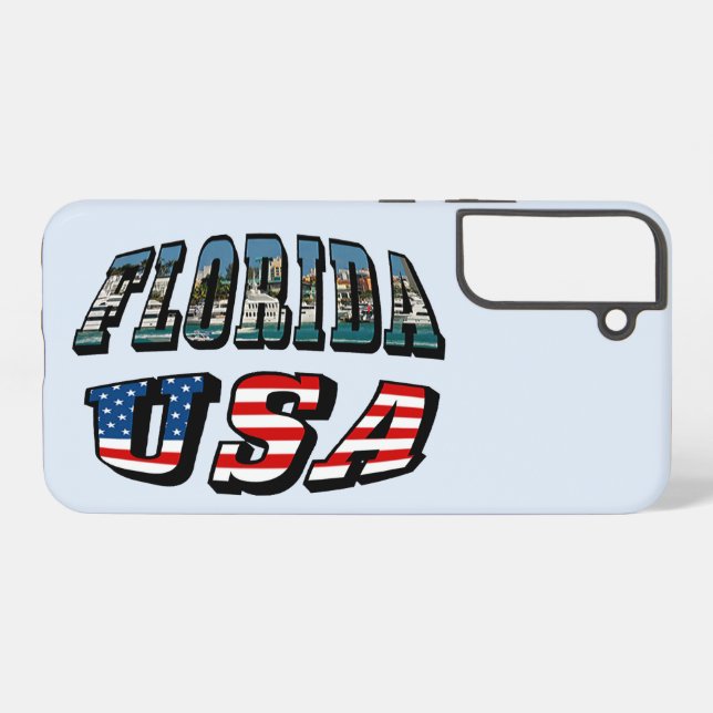 Florida State and USA Flag Photo Text Samsung Galaxy S22+ Case (Back Horizontal)