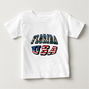Florida State and USA Flag Text Baby T-Shirt