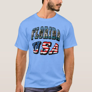 Florida State and USA Flag Text Unisex T-Shirt