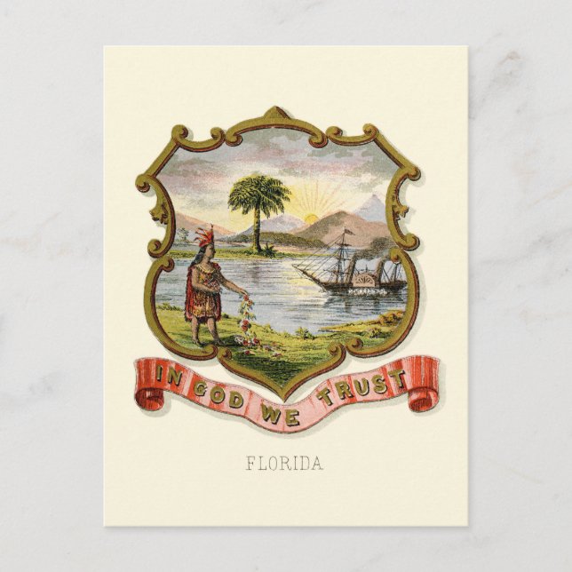 Florida state coat of arms (1876) postcard (Front)