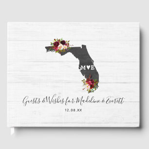 Florida State Destination Rustic Wedding Monogram Guest Book