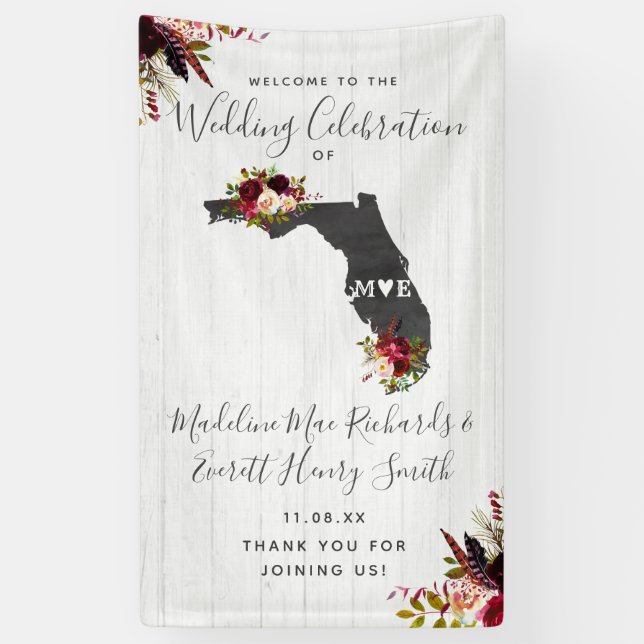 Florida State Destination Wedding Welcome Banner (Vertical)