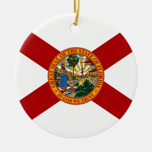 Florida State Flag Ceramic Tree Decoration (Front)