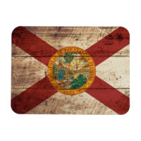 Florida State Flag on Old Wood Grain
