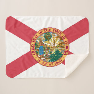 Florida State Flag Print Patriotic Sherpa Blanket