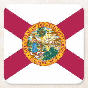 Florida State Flag Square Paper Coaster
