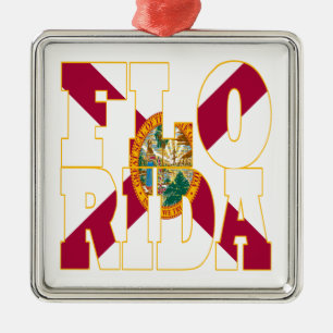 Florida state flag text metal tree decoration
