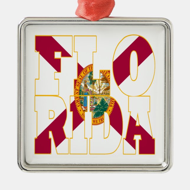 Florida state flag text metal tree decoration (Front)