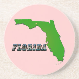 Florida State Map and Text Coaster