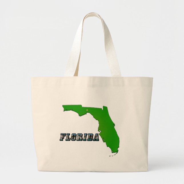 Florida State Map and Text Large Tote Bag (Front)