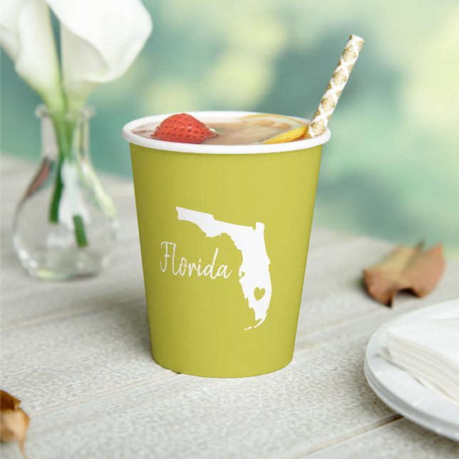 Florida  state map love home  paper cups (Insitu)