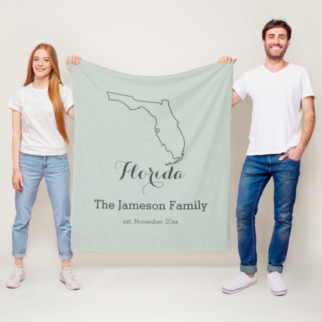Florida state map outline family personalised      fleece blanket (In Situ)