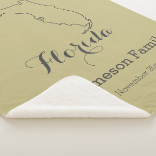 Florida state map outline family personalised sherpa blanket