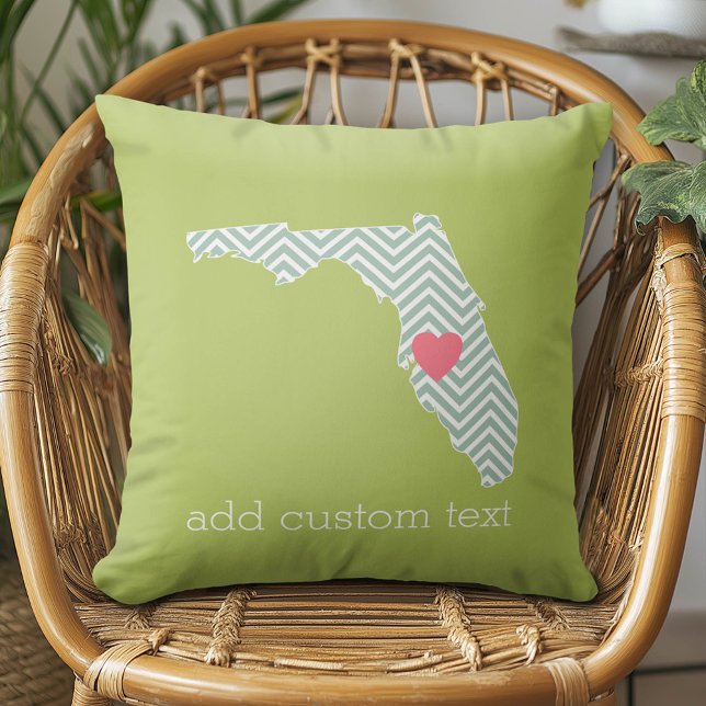 Florida State Map Outline with Custom Heart & Text Cushion (Custom Pillow)