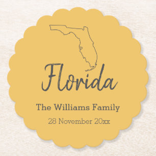 Florida State Map Personalised Family Reunion Paper Coaster
