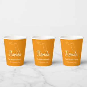 Florida State Map Personalised Family Reunion    Paper Cups