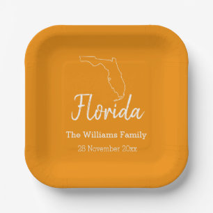 Florida State Map Personalised Family Reunion    Paper Plate