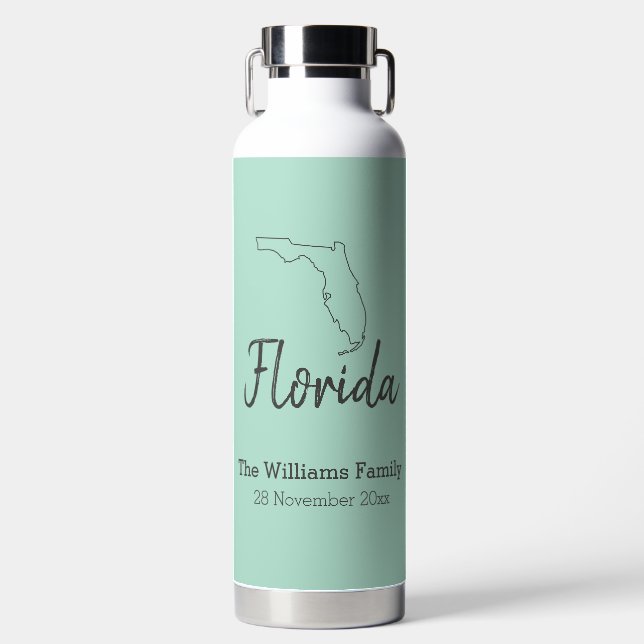 Florida State Map Personalised Family Reunion  Water Bottle (Front)