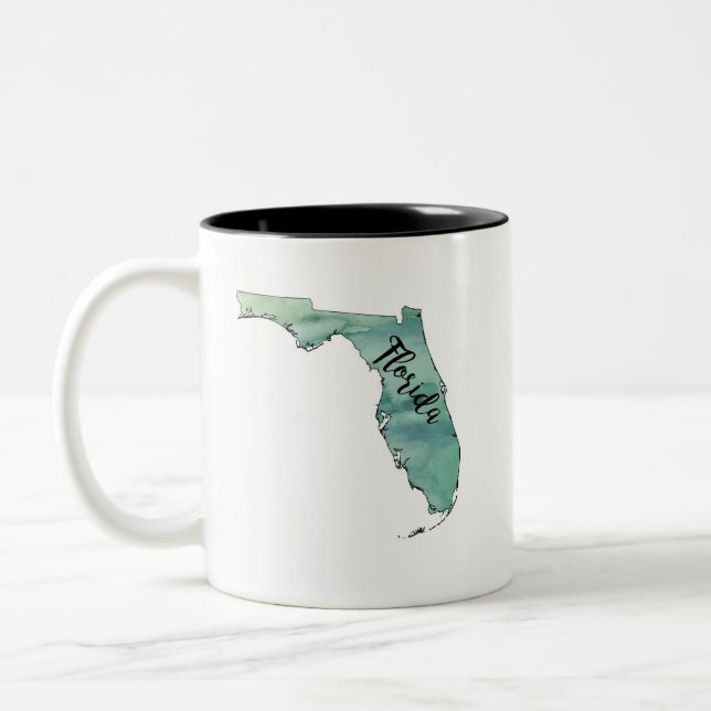 Florida State Map Watercolor Two-Tone Coffee Mug (Left)