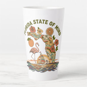 Florida State of Mind Retro Flamingo Sailboat Gift Latte Mug