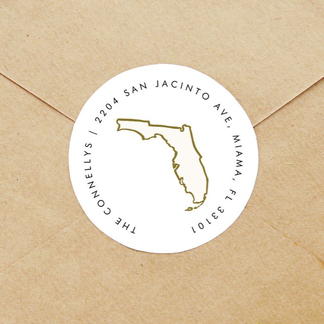 Florida State Return Address Labels (Florida state illustration round sticker return address labels.)