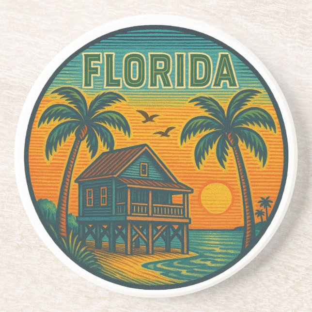 Florida State Round Sandstone Coaster (Front)