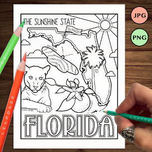 florida state shape and facts colouring page
