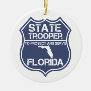 Florida State Trooper To Protect And Serve Ceramic Tree Decoration