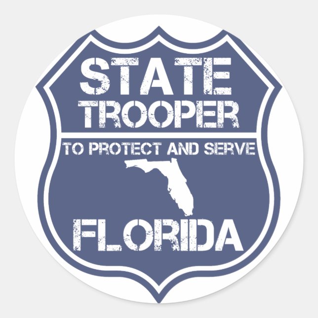 Florida State Trooper To Protect And Serve Classic Round Sticker (Front)