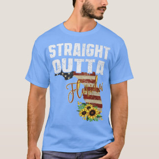 Florida Straight Outta Florida Florida Map Sunflow T-Shirt