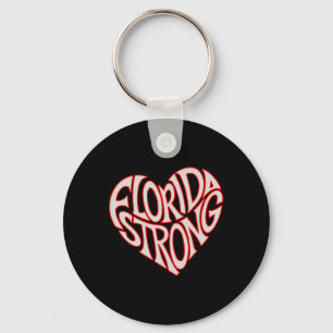 Florida Strong Heart State Pride Typography Key Ring