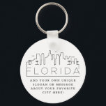 Florida Stylised Skyline | Custom Slogan Key Ring<br><div class="desc">A unique key chain representing the beautiful city of Florida .  
This keychain features a stylised illustration of the city's unique skyline with its name underneath.
Underneath the city name is a spot for your unique slogan or statement about your favourite city.</div>