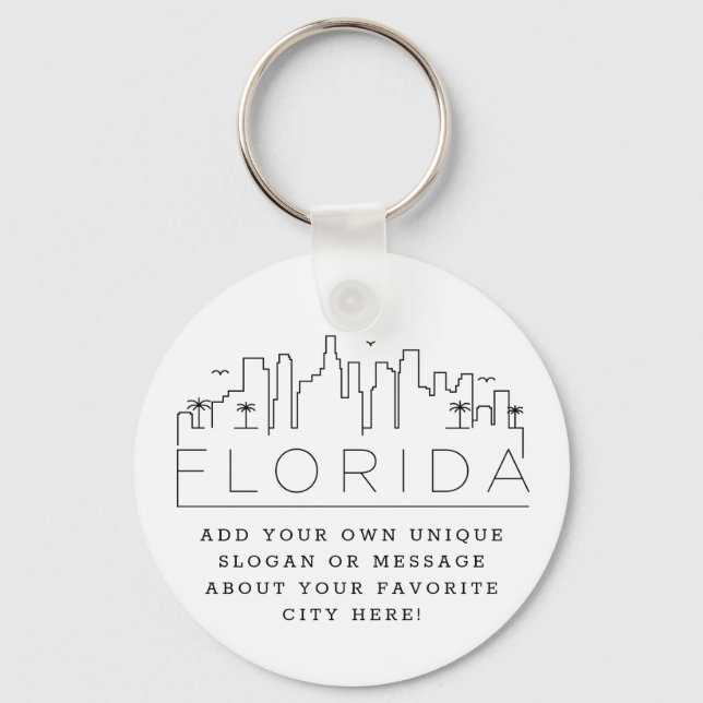 Florida Stylised Skyline | Custom Slogan Key Ring (Front)