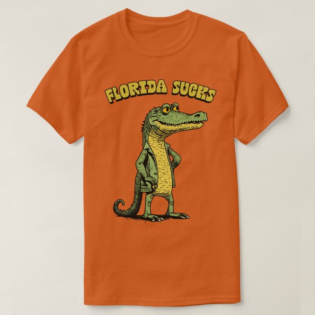 Florida Sucks Retro Alligator Design T-Shirt (Design Front)
