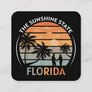 Florida Summer Beach Vintage Sunset Square Business Card