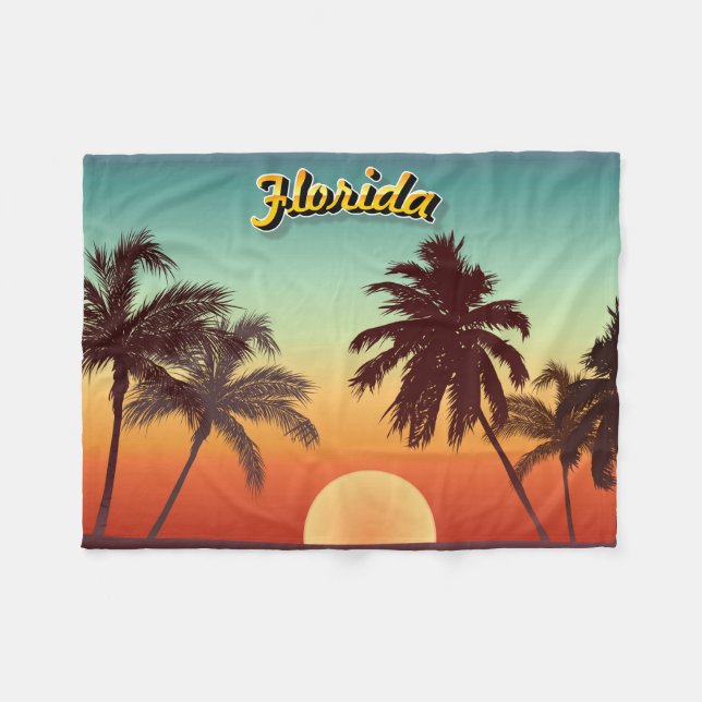 Florida Sunset - Editable Illustration Fleece Blanket (Front (Horizontal))