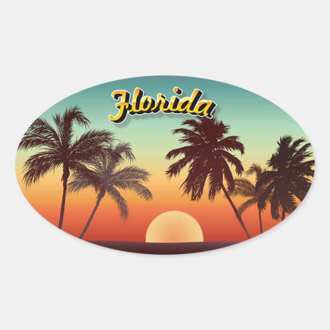Florida Sunset Oval Sticker (Front)
