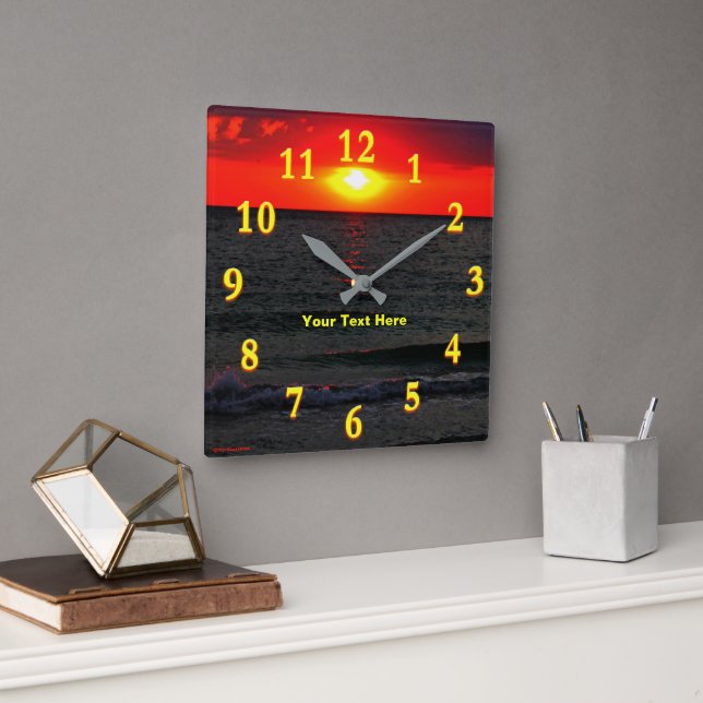 Florida Sunset Square Wall Clock (Office)