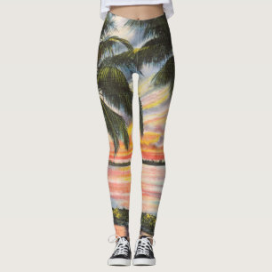 Florida Sunset with palm trees colourful Leggings