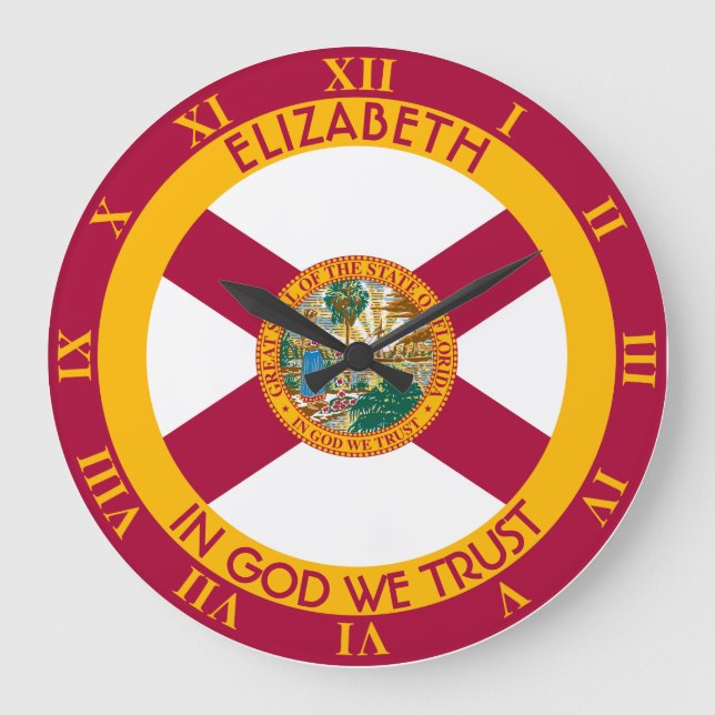 Florida The Sunshine State Personalised Flag Large Clock (Front)